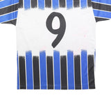 MARKA SPORT Mens Blue & Black Football Shirt L Short Sleeve V-Neck Zip Striped