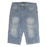 TOM TOMPSON Mens Shorts Blue Denim L W36 Casual Cargo Pockets