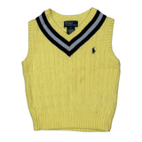 Age 4 V-Neck Polo By Ralph Lauren Sweater Vest - 2XS Yellow Cotton
