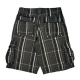 Lee Checked Cargo Shorts - 31W 11L Black & White Cotton