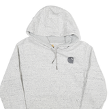 CARHARTT Womens Grey Hoodie S Cotton Blend Pullover Logo Print Drawstring
