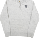 CARHARTT Womens Grey Hoodie S Cotton Blend Pullover Logo Print Drawstring