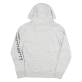 CARHARTT Womens Grey Hoodie S Cotton Blend Pullover Logo Print Drawstring