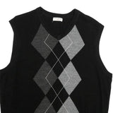 DOCKERS Mens Black & Grey Patterned Sleeveless V-Neck Patterned Basic Knit S