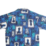 HUKILOU FASHION Mens Blue Hawaiian Shirt L Cotton Tropical Print Casual