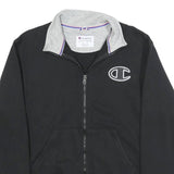 CHAMPION Mens Black & Grey Zip Jacket S Cotton Blend Sport Casual Lightweight