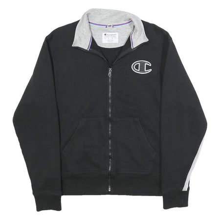 CHAMPION Mens Black & Grey Zip Jacket S Cotton Blend Sport Casual Lightweight