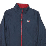 TOMMY HILFIGER Womens Blue Red Jacket M Polyester Quilted Zip Up Outerwear