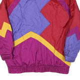 Womens Red & Purple Colourblock Casual Jacket M Polyester Blend Zip Retro Style