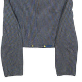 Womens Blue Cropped Button Jacket Woven Pattern M