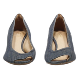 CLARKS Wedge Peep Toe Heels Blue Synthetic Womens UK 4.5