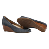 CLARKS Wedge Peep Toe Heels Blue Synthetic Womens UK 4.5