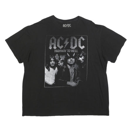 ACDC Mens Black Highway To Hell Graphic T-Shirt 2XL Short Sleeve Crew Neck Band