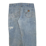 CARHARTT Mens Regular Fit Blue Denim Jeans W36 L30 Distressed Cotton Blend Zip