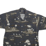 NAUTICA Mens Blue & Beige Hawaiian Shirt M Cotton Blend Beach Print Summer