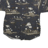 NAUTICA Mens Blue & Beige Hawaiian Shirt M Cotton Blend Beach Print Summer
