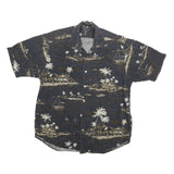 NAUTICA Mens Blue & Beige Hawaiian Shirt M Cotton Blend Beach Print Summer