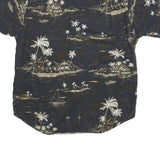 NAUTICA Mens Blue & Beige Hawaiian Shirt M Cotton Blend Beach Print Summer