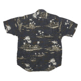 NAUTICA Mens Blue & Beige Hawaiian Shirt M Cotton Blend Beach Print Summer