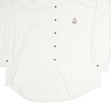 CHAPS Mens White Button-Down Shirt L Embroidered Crest Casual Cotton