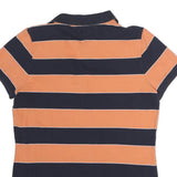 TOMMY HILFIGER Mens Navy & Orange Stripe Short Sleeve Polo Shirt L Cotton
