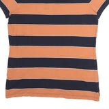 TOMMY HILFIGER Mens Navy & Orange Stripe Short Sleeve Polo Shirt L Cotton