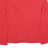 CALVIN KLEIN JEANS Mens Red Long Sleeve Henley Neck T-Shirt L Cotton Blend