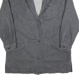 JEAN TERRIER Womens Grey Button Cotton Jacket L Embroidered Pattern