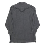 JEAN TERRIER Womens Grey Button Cotton Jacket L Embroidered Pattern