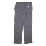 CARHARTT Mens Cotton Grey Relaxed Cargo Trousers W35 L34 Workwear Utility