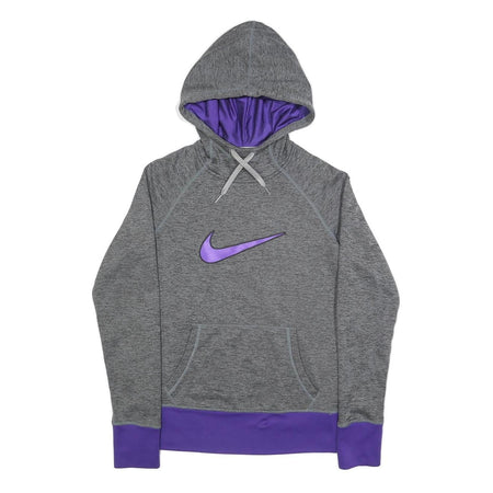 NIKE Mens Grey & Purple Pullover Hoodie XS Therma-Fit Sports Sweatshirt