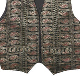Womens Black & Pink Embroidered Sleeveless Jacket S Polyester Blend Paisley
