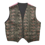 Womens Black & Pink Embroidered Sleeveless Jacket S Polyester Blend Paisley