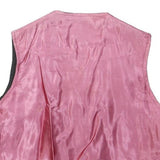 Womens Black & Pink Embroidered Sleeveless Jacket S Polyester Blend Paisley