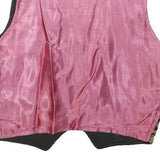 Womens Black & Pink Embroidered Sleeveless Jacket S Polyester Blend Paisley
