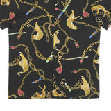 Mens Black Shirt With Gold Chain And Tiger Print M Polyester Blend Summer Shirt