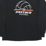 GILDAN Mens Black Panther Volleyball Graphic Long Sleeve Crew Neck L Cotton