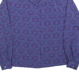 PENDLETON Womens Purple Printed Blouse Long Sleeve Button Neck M Patterned