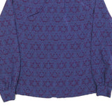 PENDLETON Womens Purple Printed Blouse Long Sleeve Button Neck M Patterned