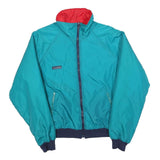 COLUMBIA Mens Blue & Red Casual Zip Jacket L Polyester Plain Lightweight