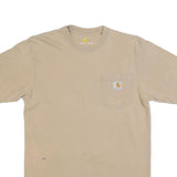 CARHARTT Mens Beige Pocket T-Shirt S Short Sleeve Crew Neck Workwear Casual