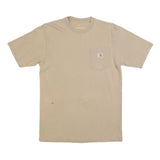 CARHARTT Mens Beige Pocket T-Shirt S Short Sleeve Crew Neck Workwear Casual