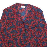RICK CARDONA Womens Blue & Red Printed Shirt Long Sleeve V-Neck XL Stylish