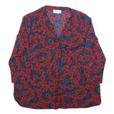RICK CARDONA Womens Blue & Red Printed Shirt Long Sleeve V-Neck XL Stylish