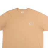 CARHARTT Mens Beige Pocket T-Shirt XL Short Sleeve Crew Neck Cotton Workwear