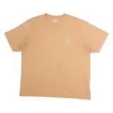 CARHARTT Mens Beige Pocket T-Shirt XL Short Sleeve Crew Neck Cotton Workwear