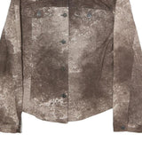 COURT Womens Brown Cotton Blend Button Jacket M Distressed Pattern