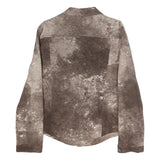 COURT Womens Brown Cotton Blend Button Jacket M Distressed Pattern