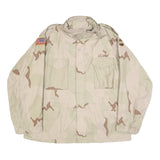 Golden Mfg Co. Inc. Mens Beige & Brown Military Style Cotton Blend Jacket XL