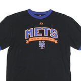 MAJESTIC Mens Black & Blue Mets Graphic T-Shirt M Short Sleeve Crew Neck